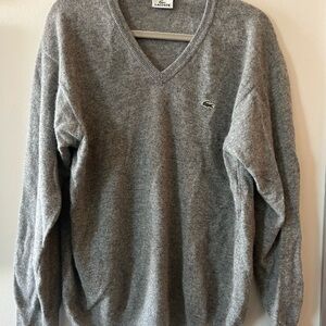 Lacoste Men's Gray Heather V-Neck Sweater size 4